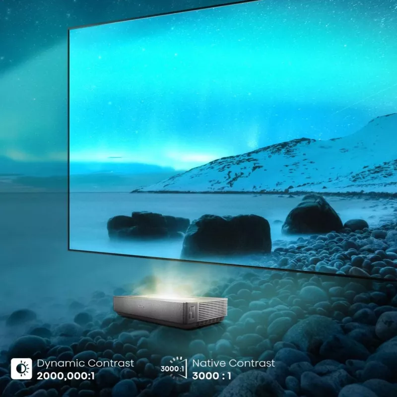 TV de projeção Hisense 120L5ND projetor de distância ultra-curta 2700 ANSI lúmen DLP UHD 4K (3840x2160) preto, prateado 3D