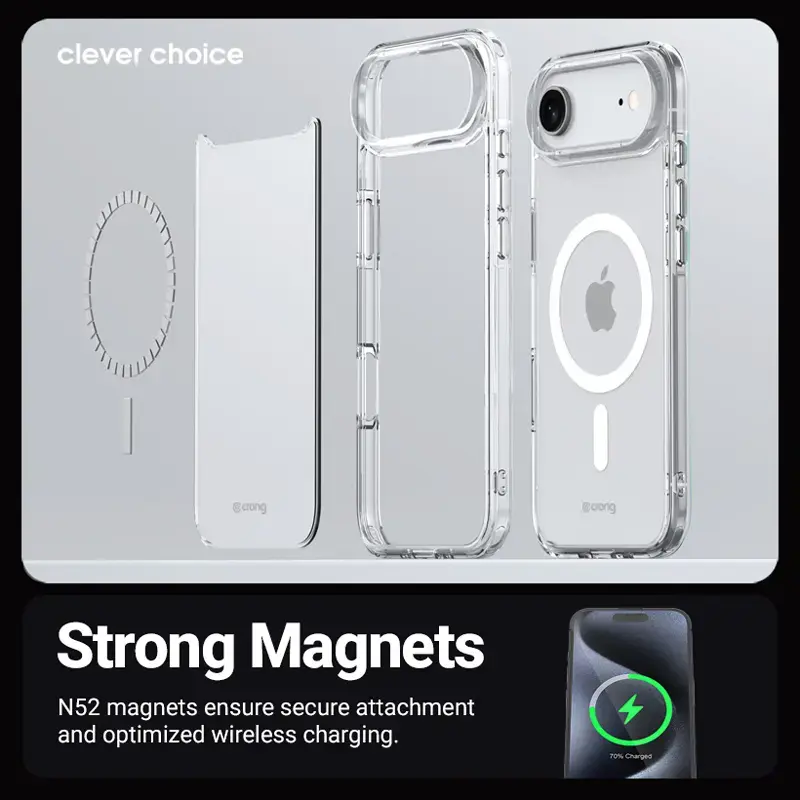 Capa Crong Clear MAG com MagSafe para iPhone 17 Pro transparente CRGCLRMIP1763PTRS