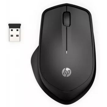 Rato sem fios HP 280 Silent, para destros, ótico, RF sem fios, preto