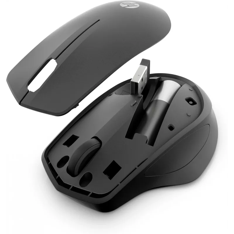 Rato sem fios HP 280 Silent, para destros, ótico, RF sem fios, preto