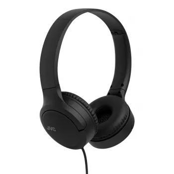 Headset JVC HA-S33UC binaural com fios e arco de cabeça, 2 drivers 29,7 mm, 20–20000 Hz, cabo de 1,2 m, microfone inline, preto