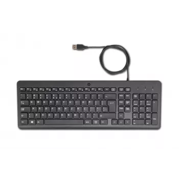 Teclado com fios HP 150, tamanho completo (100%), com fios, USB, mecânico, QWERTY, preto