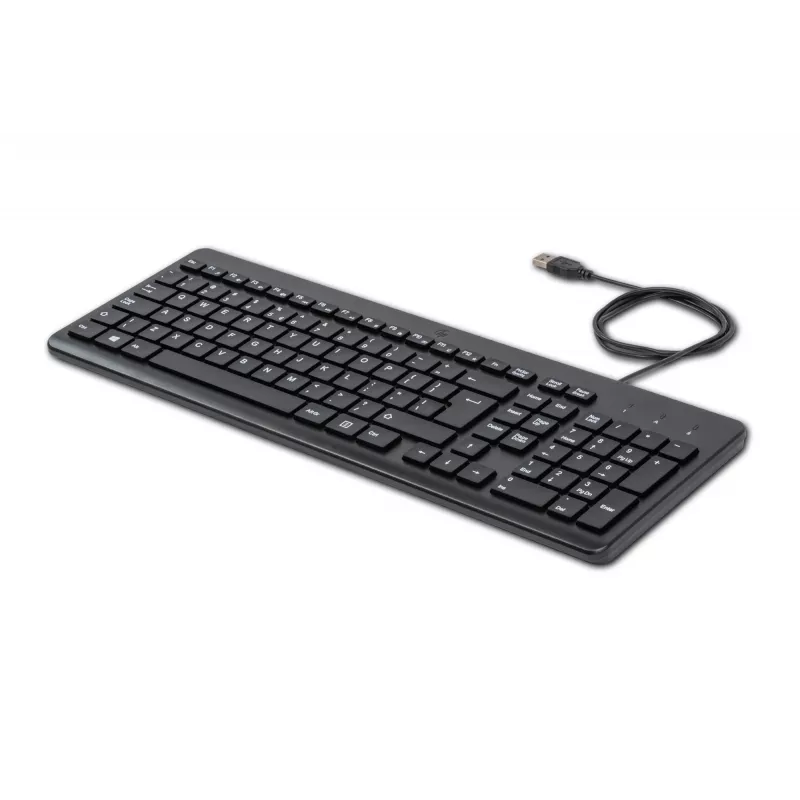 Teclado com fios HP 150, tamanho completo (100%), com fios, USB, mecânico, QWERTY, preto