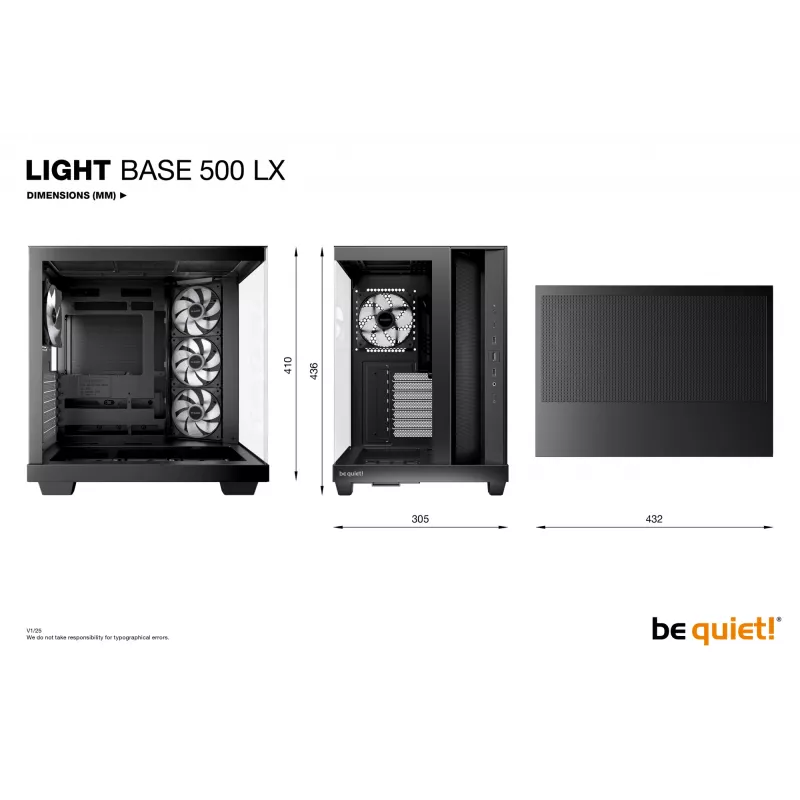 Caixa de PC be quiet! Light Base 500 LX Preto Midi Tower ATX 3x ventoinhas 120mm