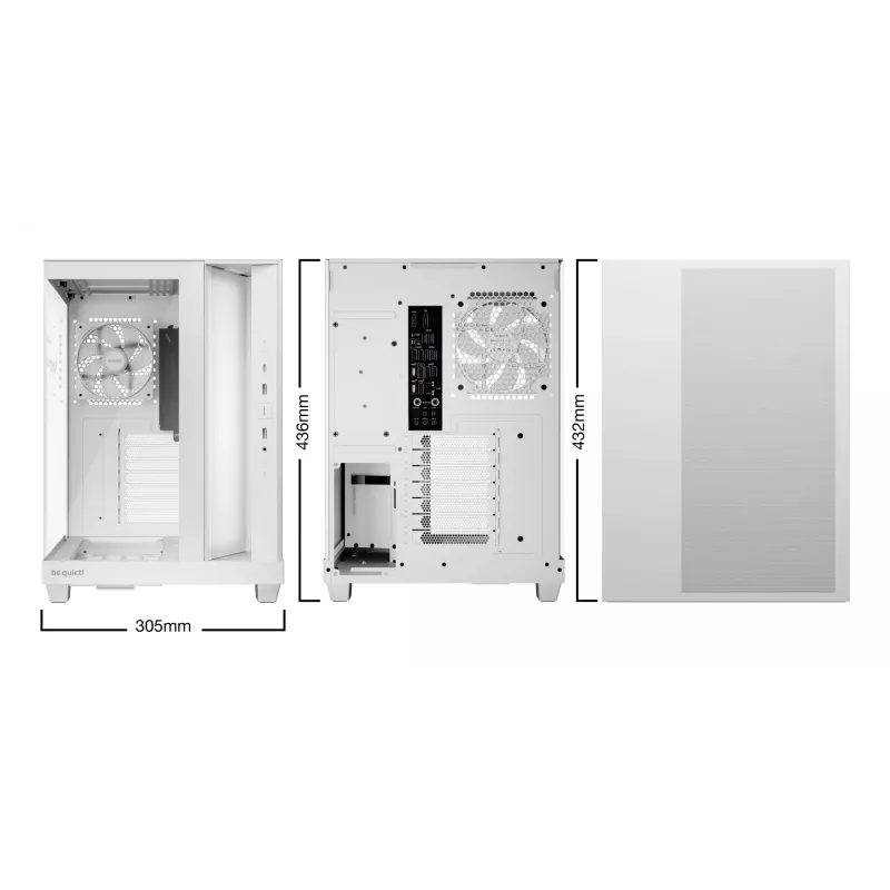 Caixa de PC be quiet Light Base 500 LX White Midi Tower ATX/PS2 suporte para fonte de alimentação 3x120 mm frente 1x120 mm trás suporta unidades de 2,5/3,5 polegadas 305×436×432 mm