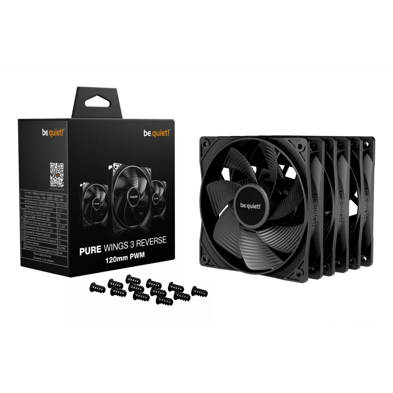Ventoinhas para caixa de computador be quiet! Pure Wings 3 120mm | PWM Reverse Triple-Pack 12 cm Preto 3 unid.