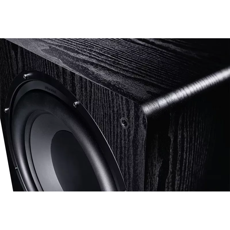 Subwoofer ativo Magnat Alpha RS12 — altifalante de 12 polegadas, 120 W RMS, 20–200 Hz, classe D, preto