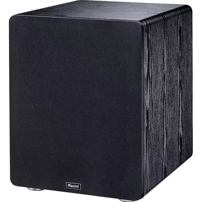 Subwoofer ativo Magnat Alpha RS12 — altifalante de 12 polegadas, 120 W RMS, 20–200 Hz, classe D, preto