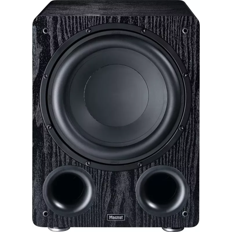 Subwoofer ativo Magnat Alpha RS12 — altifalante de 12 polegadas, 120 W RMS, 20–200 Hz, classe D, preto