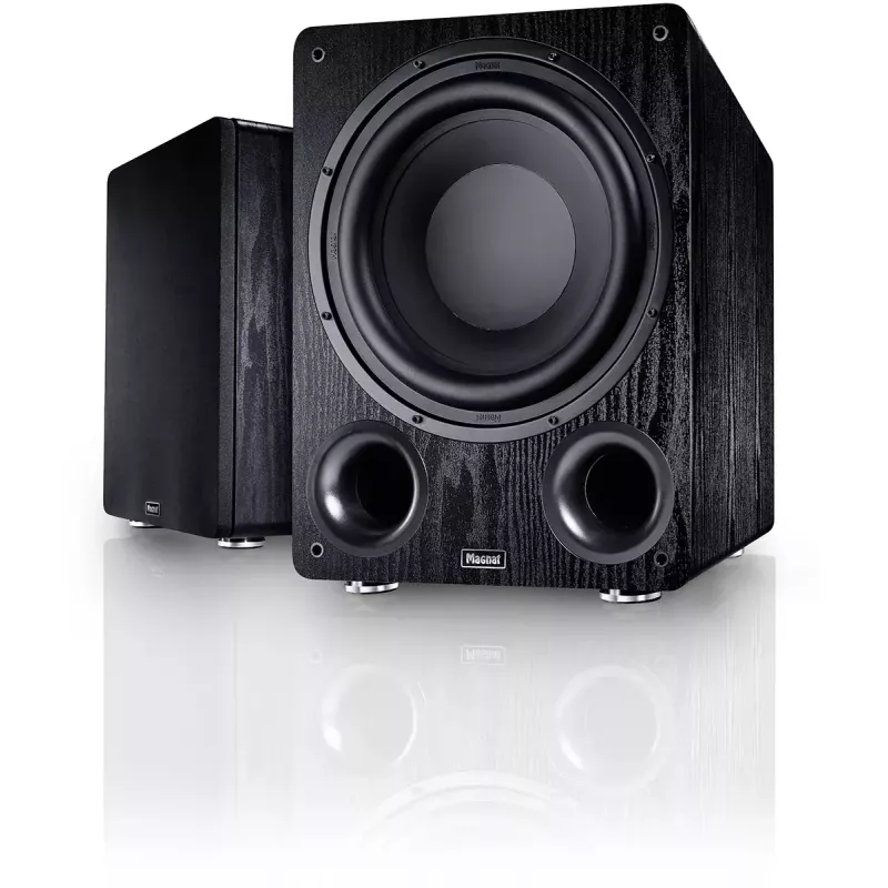 Subwoofer ativo Magnat Alpha RS12 — altifalante de 12 polegadas, 120 W RMS, 20–200 Hz, classe D, preto