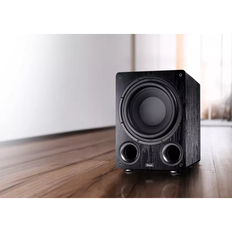 Subwoofer ativo Magnat Alpha RS12 — altifalante de 12 polegadas, 120 W RMS, 20–200 Hz, classe D, preto