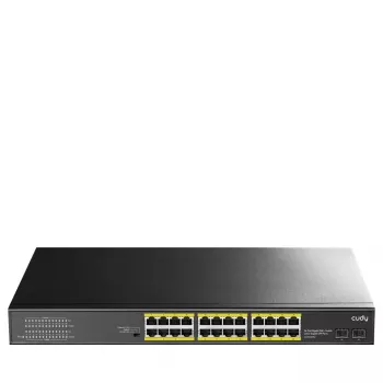 Switch Gigabit PoE+ CUDY 24 portas com 2 portas Gigabit SFP modelo GS1028PS2