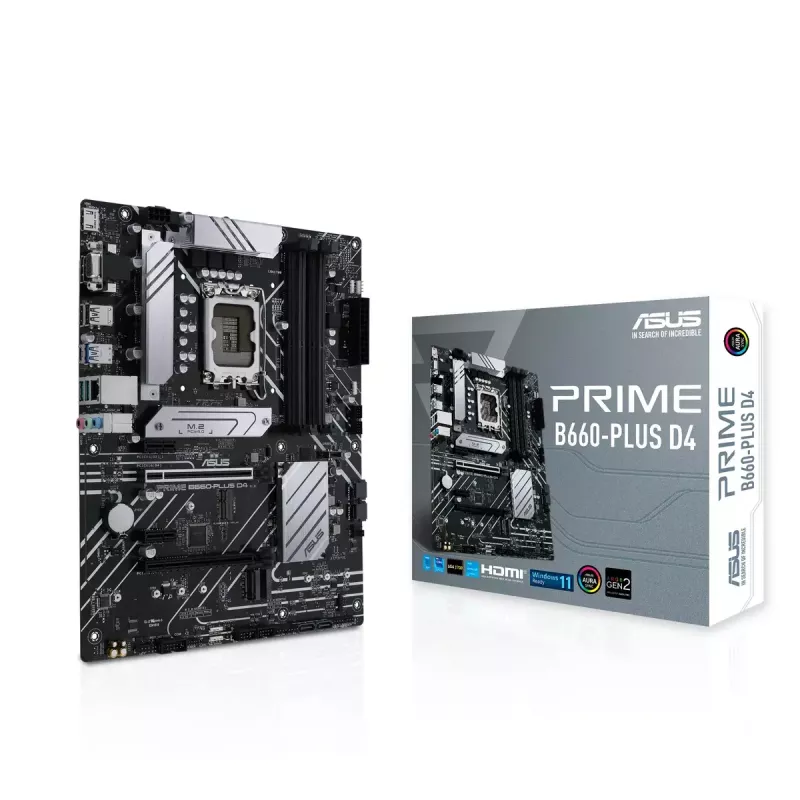 Placa-mãe ASUS PRIME B660-PLUS D4 — Intel B660, LGA 1700, ATX, DDR4, 4× DIMM, 128 GB, 3× M.2, 2.5 Gb LAN