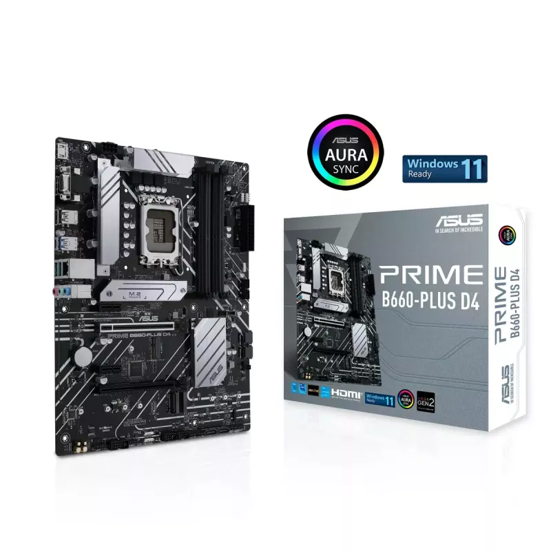 Placa-mãe ASUS PRIME B660-PLUS D4 — Intel B660, LGA 1700, ATX, DDR4, 4× DIMM, 128 GB, 3× M.2, 2.5 Gb LAN