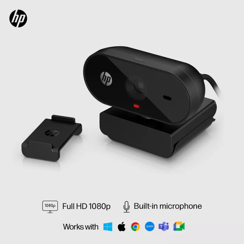 Webcam HP 320 FHD, 1920 x 1080 píxeis, Full HD, 30 fps, casa, USB, preto