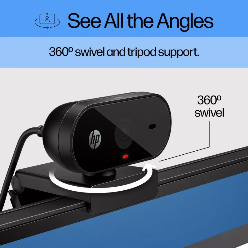 Webcam HP 320 FHD, 1920 x 1080 píxeis, Full HD, 30 fps, casa, USB, preto