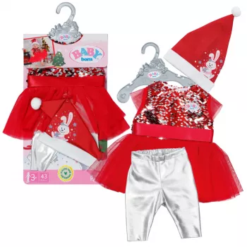 Vestido para bonecas ZAPF BABY born Xmas Dress para bonecas de 43 cm, têxtil, multicolor, dobrável, idade 3–12