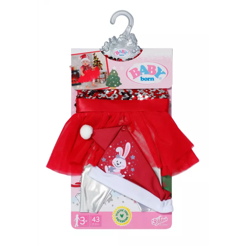 Zapf Creation BABY born vestido de Natal 836118 para bonecas até 43 cm, com leggings, sapatos e gorro de Natal, a partir dos 3 anos
