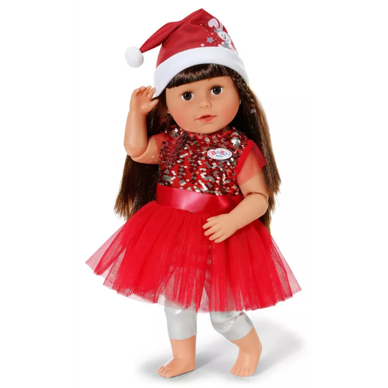 Zapf Creation BABY born vestido de Natal 836118 para bonecas até 43 cm, com leggings, sapatos e gorro de Natal, a partir dos 3 anos