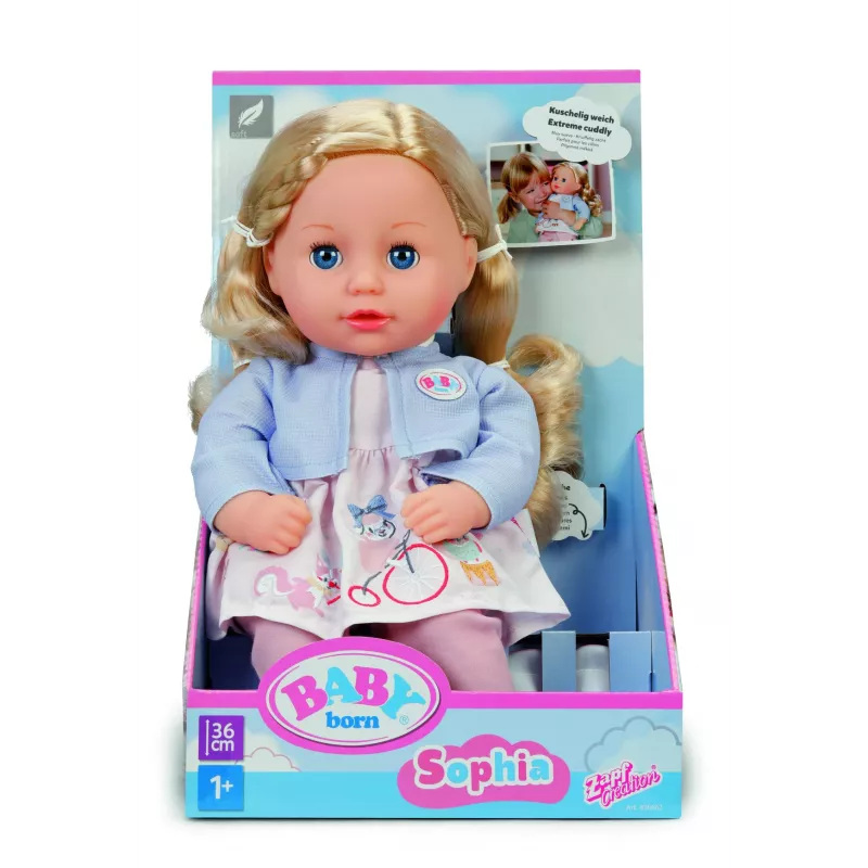 Boneca bebé ZAPF BABY born Sophia Rose 36 cm — tecido e plástico, multicolor, para crianças a partir de 3 anos