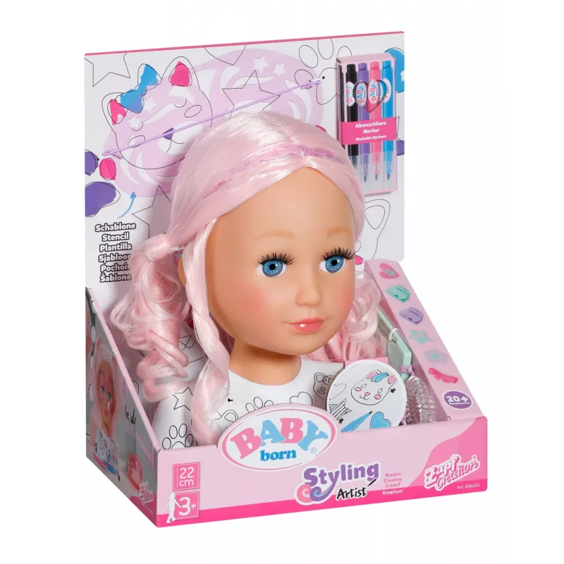 Cabeça de styling BABY born Artist, cabeça de boneca para maquilhagem/styling, feminino, 3 ano(s), multicolor