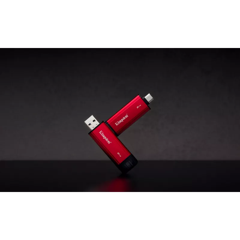 SSD externo Kingston 2 TB Dual USB-A/USB-C, USB 3.2 Gen 2, leitura 1050 MB/s, escrita 950 MB/s, preto/vermelho