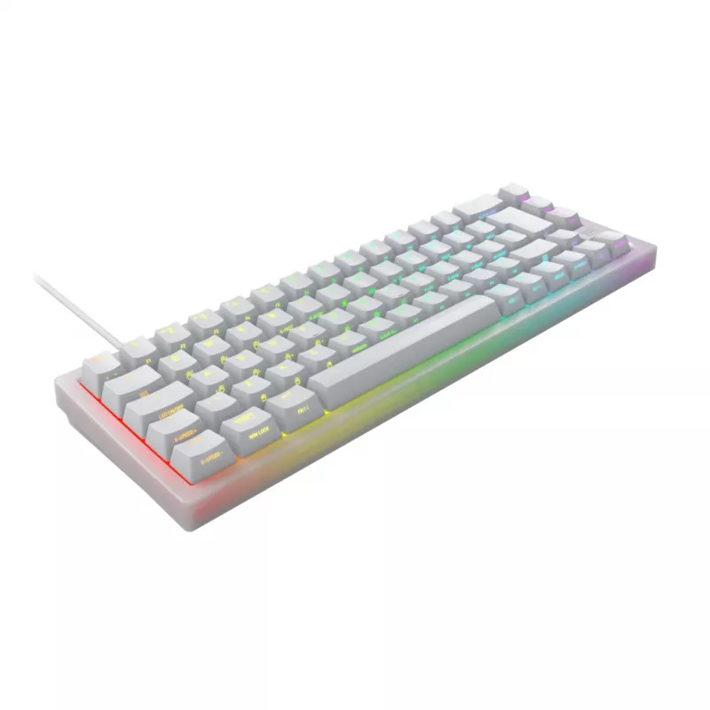 CHERRY XTRFY K5V2 RGB teclado gaming mecânico com fios compacto 65 %, CHERRY MX2A Red, layout alemão QWERTZ, branco