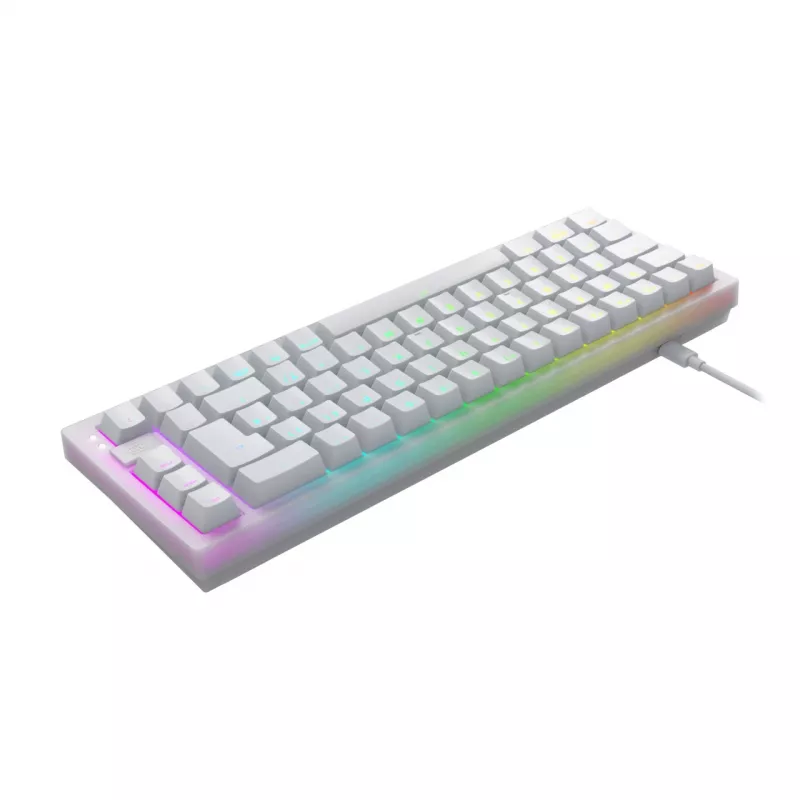 CHERRY XTRFY K5V2 RGB teclado gaming mecânico com fios compacto 65 %, CHERRY MX2A Red, layout alemão QWERTZ, branco