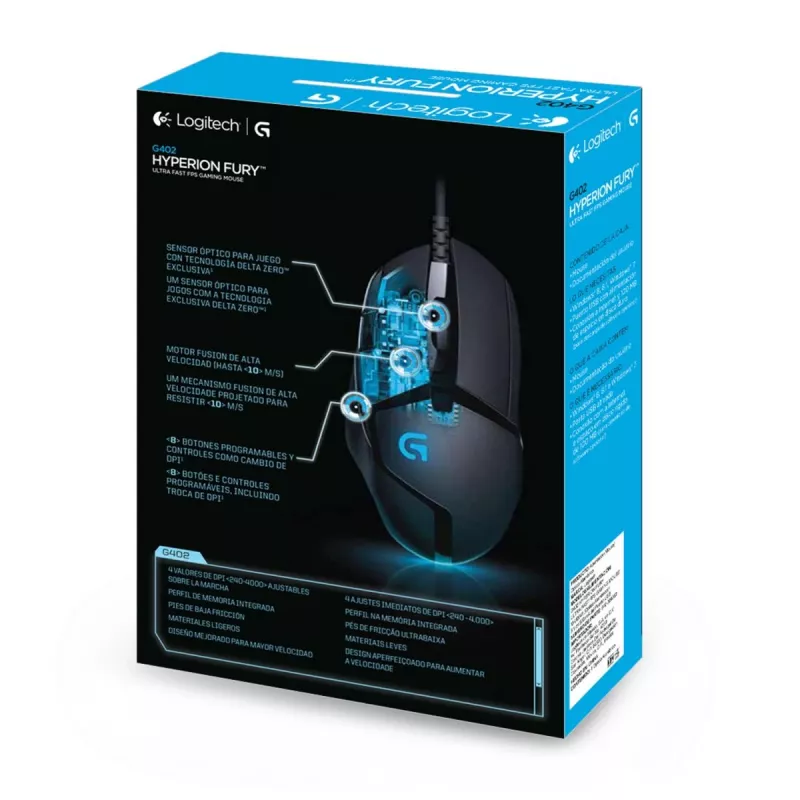LOGITECH G402 FPS Rato Gaming USB Hyperion Fury - EWR2