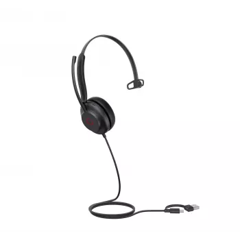 Headset Yealink UH35 Mono UC USB-C/A, com fios, 20–20000 Hz, chamadas/música, 96,5 g, headset, preto