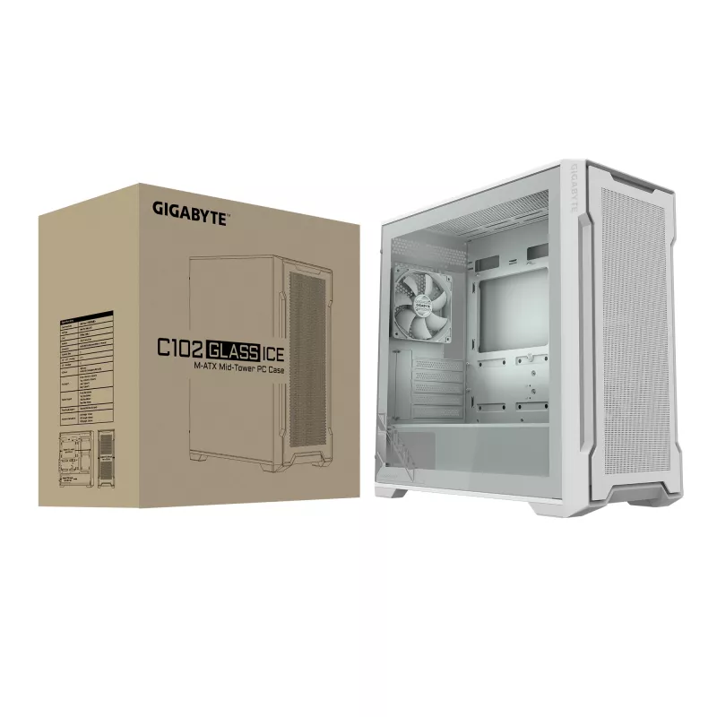 Caixa para PC GIGABYTE C102 GLASS Midi Tower branco