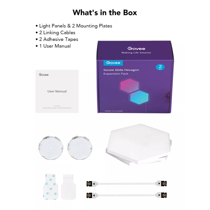 Govee Glide Hexa painéis de luz, pack de expansão com 2 painéis (H1061002)