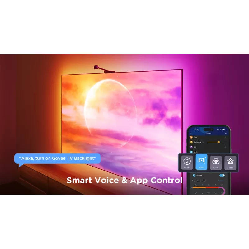 Fita LED inteligente Govee H6098 — Wi‑Fi/Bluetooth, preto, 2 kWh/1000h, classe energética G