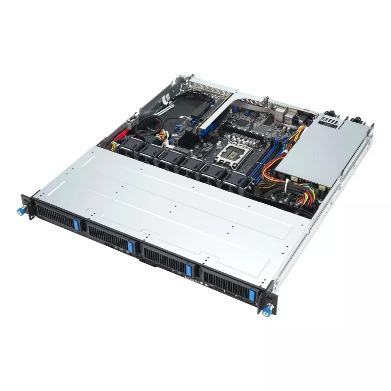 Servidor Rack ASUS RS300-E12-RS4, 1U, Intel C262, LGA1700, Xeon E-2400, 4x baías hot-swap de 3,5 polegadas, fonte de alimentação 450W, DDR5 UDIMM até 128 GB