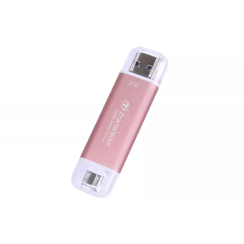 SSD portátil Transcend Esd310p - 2TB - USB Type-A / USB Type-C - rosa