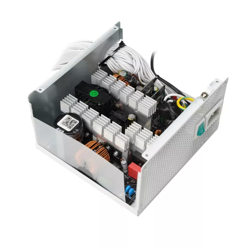 Fonte de alimentação DeepCool PL750D WH — 750 W, ATX 20+4-Pin, 80 PLUS Bronze, ventoinha de 120 mm, branco
