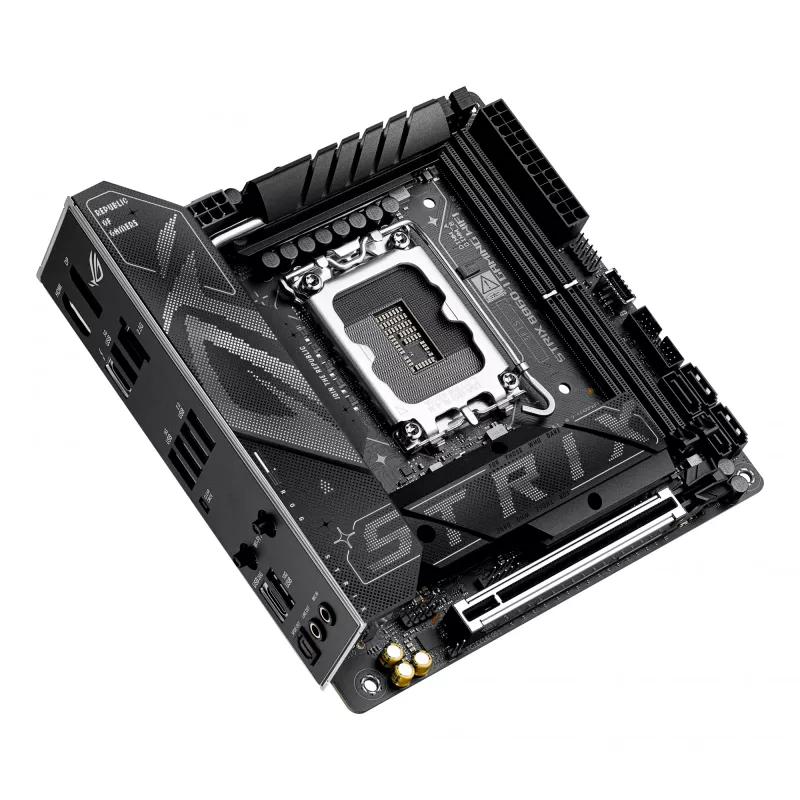 Motherboard ASUS ROG STRIX B860-I GAMING WIFI — Intel B860, LGA 1851, mini ITX, 2× DDR5 DIMM (até 128 GB), Wi‑Fi 7, 2.5Gb LAN