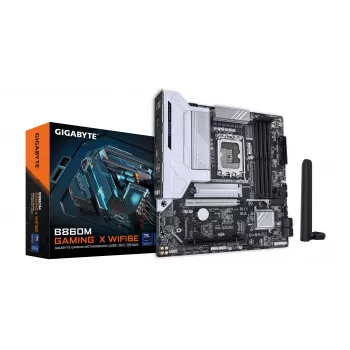 Motherboard GIGABYTE B860M GAMING X WIFI6E - CPUs Intel Core Ultra Series, VRM 8+1+2+2 fases, até 9200MHz DDR5, 1xPCIe 5.0 + 1xPCIe 4.0 M.2, 2.5GbE LAN, WIFI 6E, USB 4
