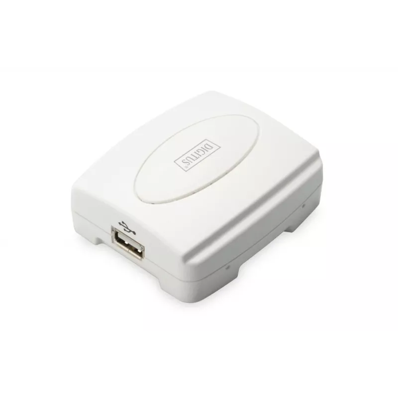 Servidor de impressão USB DIGITUS, 1 porta 1x RJ45, 1x USB A, USB 2.0 para todos os sistemas operativos comuns