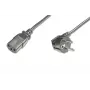 Cabo de alimentação DIGITUS, CEE 7/7 (Type-F) 90° angular - C13 macho/fêmea, 5m H05VV-F3G 1,0 mm² preto diretiva UE