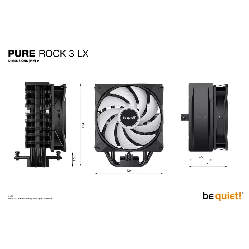 Dissipador de CPU be quiet! Pure Rock 3 LX 12 cm preto 1 unid.