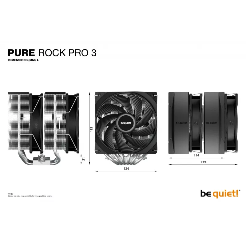 Dissipador de CPU be quiet! Pure Rock Pro 3 12 cm prateado 1 unid.
