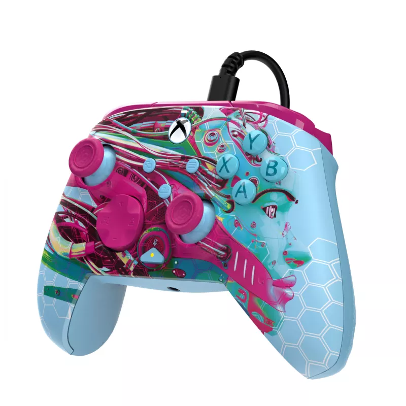 PDP REMATCH GLOW Advanced comando com fio Android Dreams, brilha no escuro, para Xbox Series X|S, Xbox One, PC, USB-C, cabo de 2,43 m, multicolor
