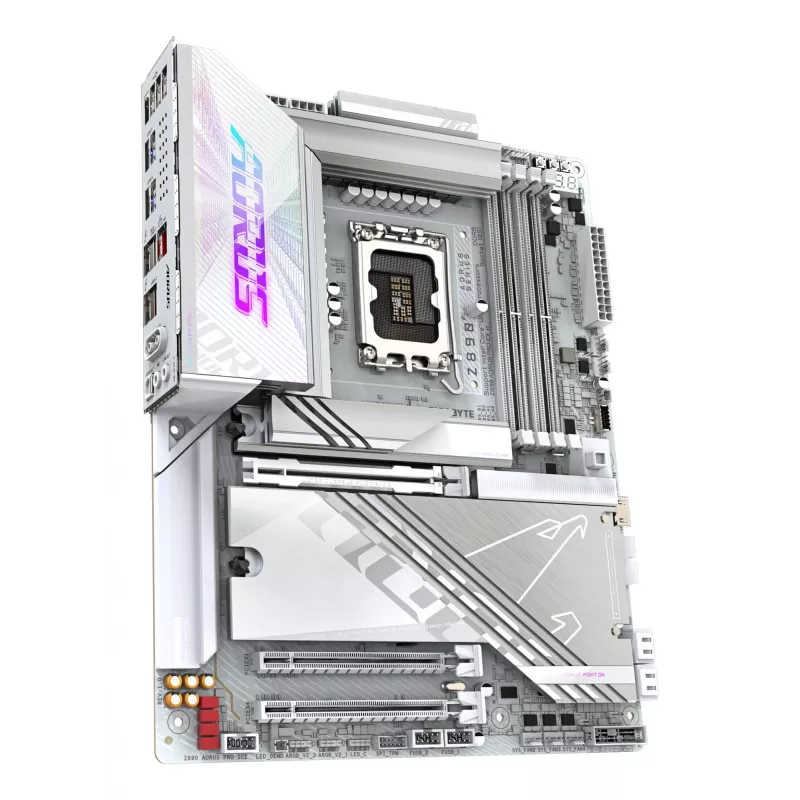 Placa-mãe GIGABYTE Z890 AORUS PRO ICE — Intel Z890, LGA 1851, ATX, DDR5, 4x DIMM, 4x M.2, LAN 2.5 Gb, Wi‑Fi
