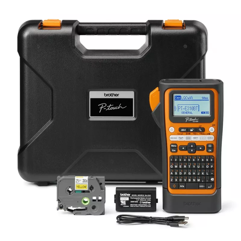 Impressora de etiquetas Brother PT-E310BTVP transferência térmica 180 x 180 dpi 20 mm/s com fios e sem fios HSE/TZe Bluetooth QWERTY