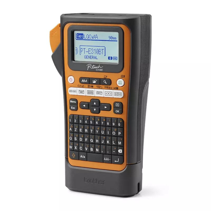 Impressora de etiquetas Brother PT-E310BTVP transferência térmica 180 x 180 dpi 20 mm/s com fios e sem fios HSE/TZe Bluetooth QWERTY