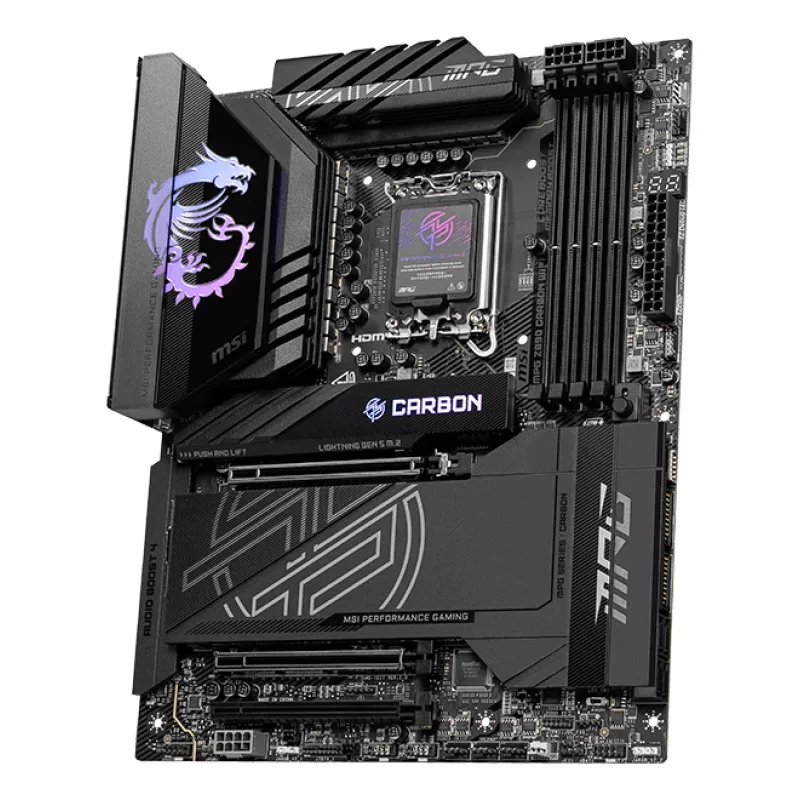Motherboard MSI MPG Z890 CARBON WIFI ATX — Intel LGA1851, Z890, DDR5, 4x DIMM, 5x M.2, Wi‑Fi 7, LAN 2,5Gb