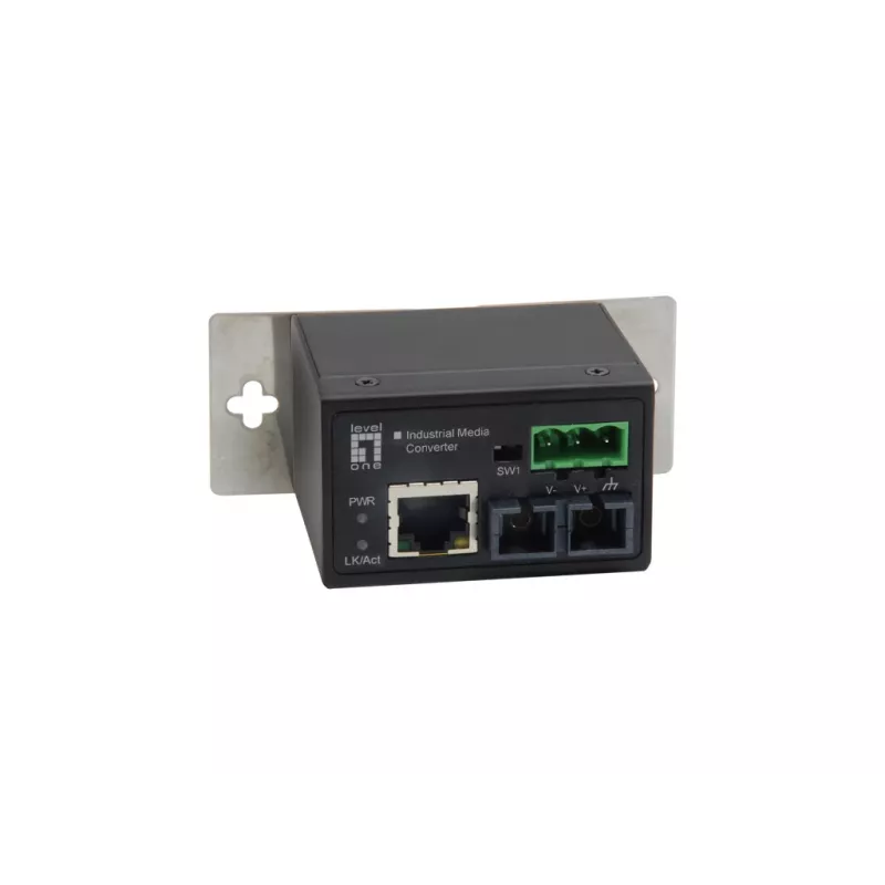 Conversor de Meios Industrial LevelOne RJ45 para SC Fast Ethernet, fibra ótica singlemode, 30 km, -40 °C a 75 °C