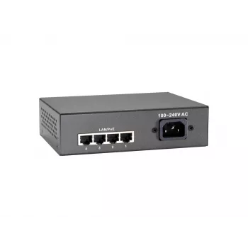 Switch PoE Fast Ethernet LevelOne de 5 portas, 802.3at/af PoE, 4 saídas PoE, 65W