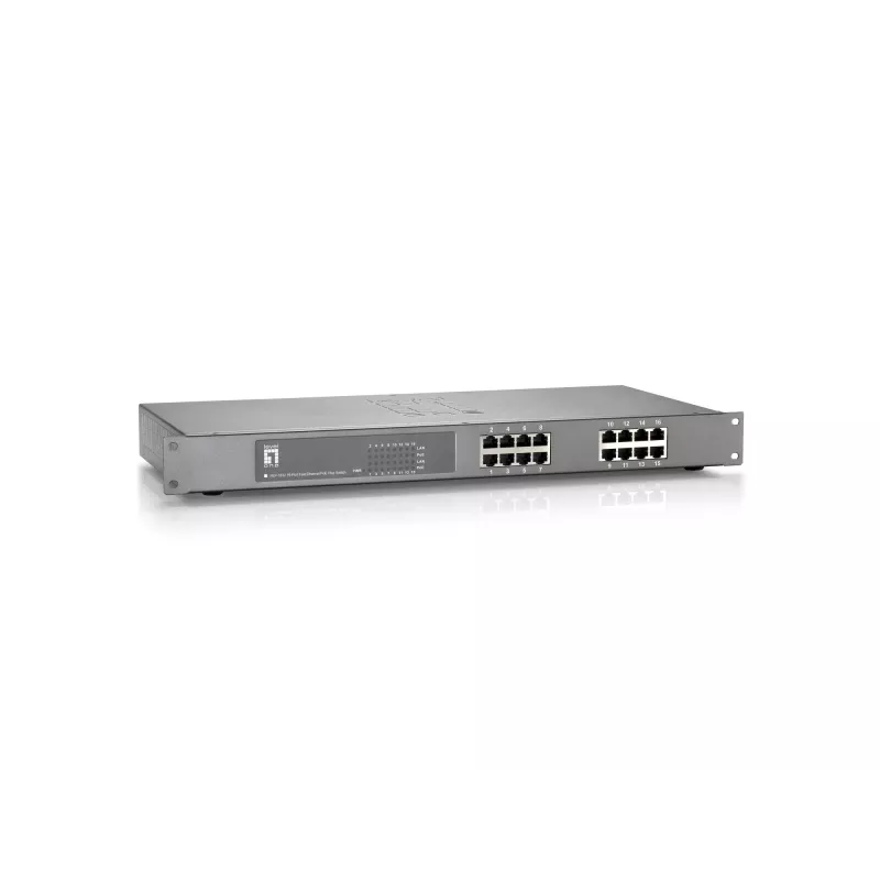 Switch PoE Fast Ethernet LevelOne de 16 portas, 802.3at/af PoE, 150W